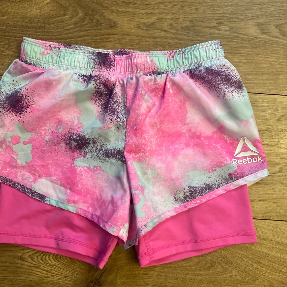 Reebok multiple colored shorts with bike shorts attached underneath